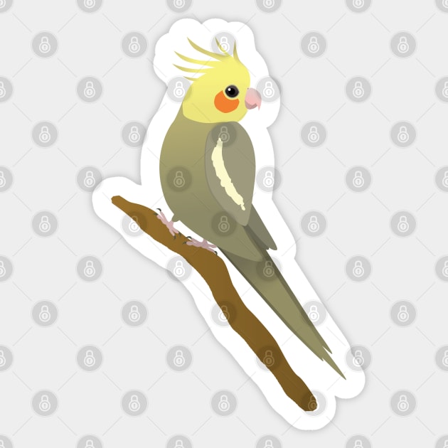 A grey cockatiel perched on a branch Sticker by Bwiselizzy